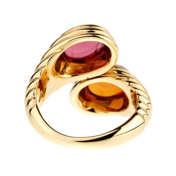 Bulgari Citrine Tourmaline Gold Bypass Ring - Image 3