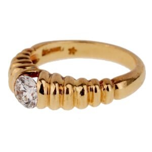 Bulgari Diamond Solitaire Gold Vintage Ring Sz 5 1/4