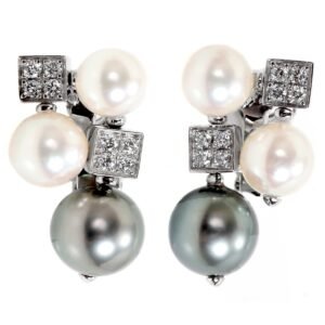 Bulgari Lucea Diamond Pearl White Gold Earrings