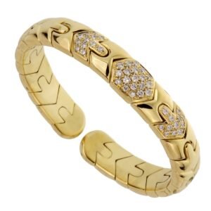 Bulgari Parentesi Diamond Gold Cuff Bracelet