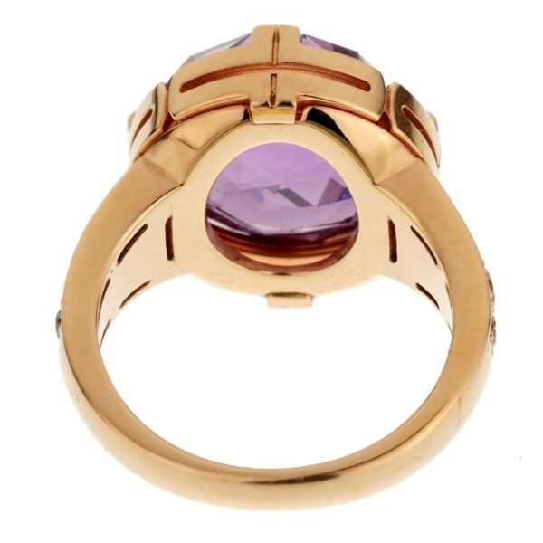 Bulgari Parentesi Rose Gold Amethyst Diamond Ring - Image 4