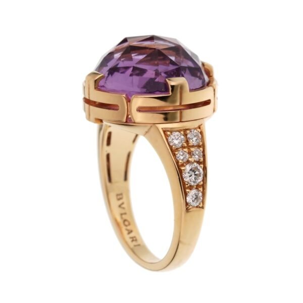 Bulgari Parentesi Rose Gold Amethyst Diamond Ring - Image 2