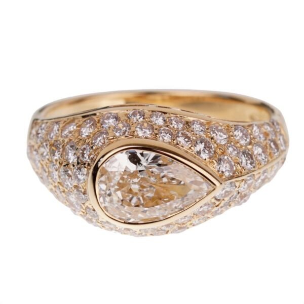 Bulgari Pear Shaped Diamond Yellow Gold Cocktail Ring - Image 2