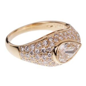 Bulgari Pear Shaped Diamond Yellow Gold Cocktail Ring