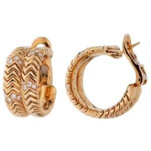 Bulgari Spiga Yellow Gold Diamond Earrings