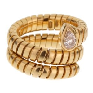 Bulgari Tubogas Pear Diamond Yellow Gold Ring