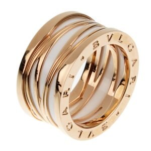 Bvlgari B.zero1 Legends Rose Gold Ceramic Band Ring Sz 8 1/2