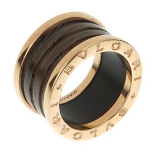 Bvlgari B.zero1 Marble Ceramic Rose Gold Band Ring