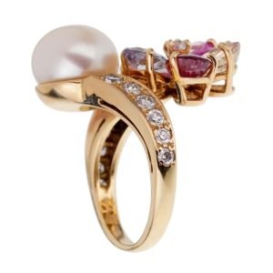 Bvlgari Contraire Sapphire Pearl Diamond Yellow Gold Ring