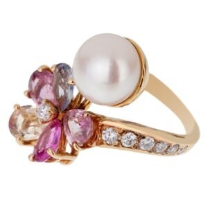 Bvlgari Contraire Sapphire Pearl Diamond Yellow Gold Ring