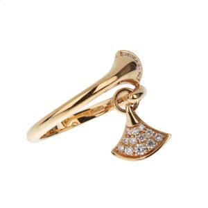 Bvlgari Divas Dream Charm Rose Gold Diamond Ring Sz 6 1/2