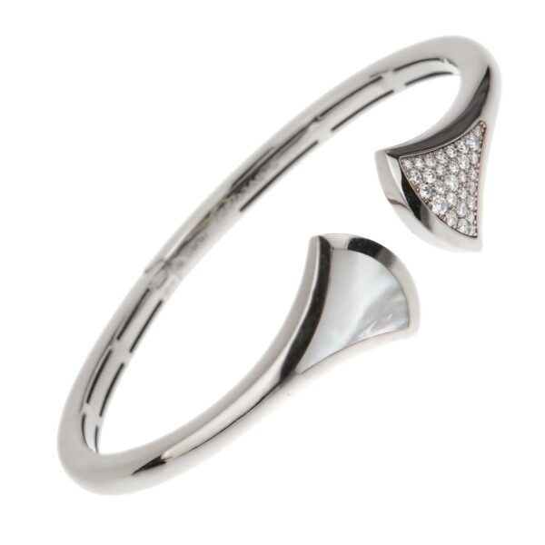 Bvlgari Divas Dream Diamond Mother of Pearl White Gold Cuff Bangle - Image 2