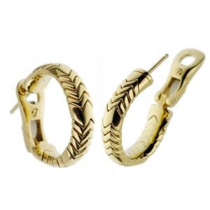 Bvlgari Spiga Yellow Gold Hoop Earrings