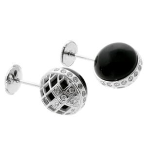 Carrera y Carrera Celosia Onyx Diamond White Gold Earrings