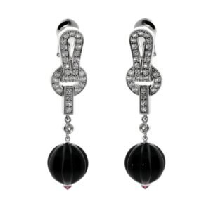 Cartier Agrafe Diamond Onyx Earrin