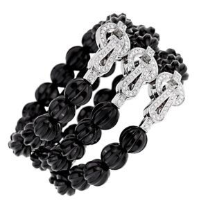 Cartier Agrafe Diamond Onyx White Gold Bracelet