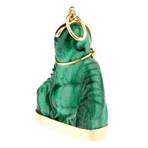 Cartier Buddha Malachite Gold Pendant Necklace