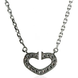 Cartier C Heart Diamond Necklace in 18k White Gold