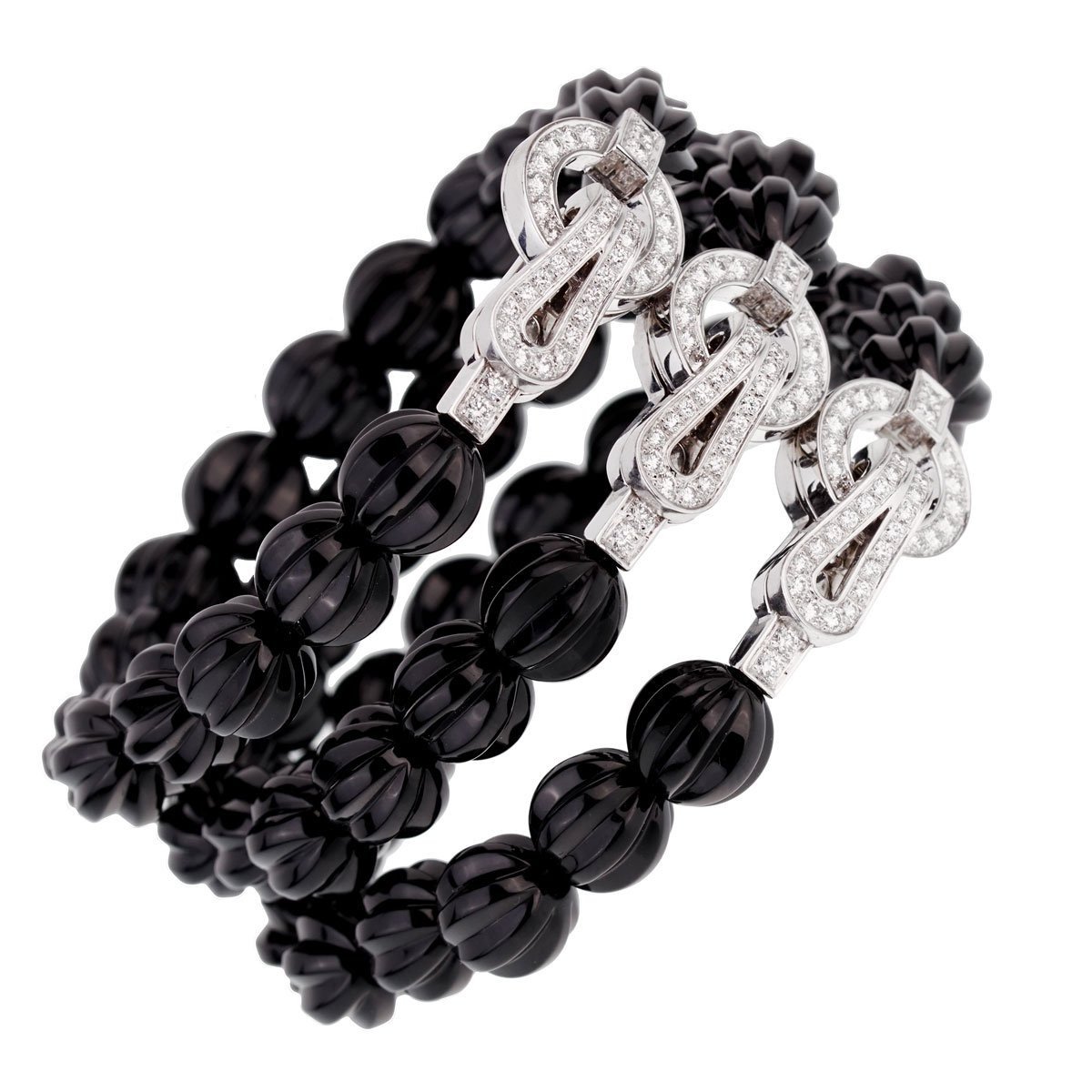 Cartier Carved Onyx Diamond Beaded