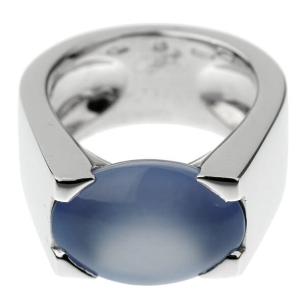 Cartier Chalcedony White Gold Cocktail Ring Sz 4 1/2 - Image 3