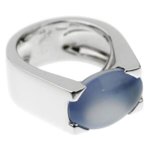 Cartier Chalcedony White Gold Cocktail Ring Sz 4 1/2