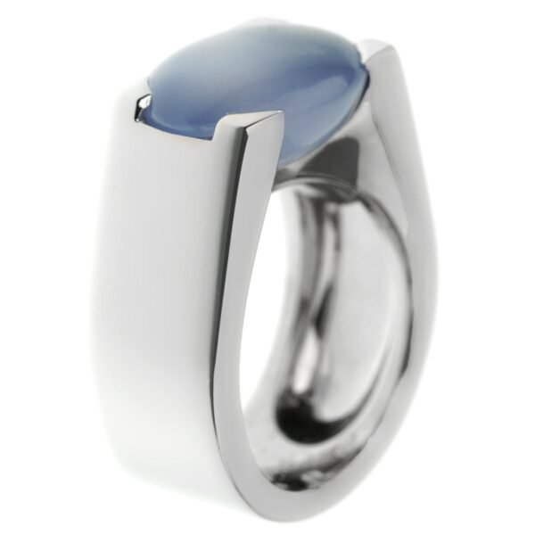 Cartier Chalcedony White Gold Cocktail Ring Sz 4 1/2 - Image 2