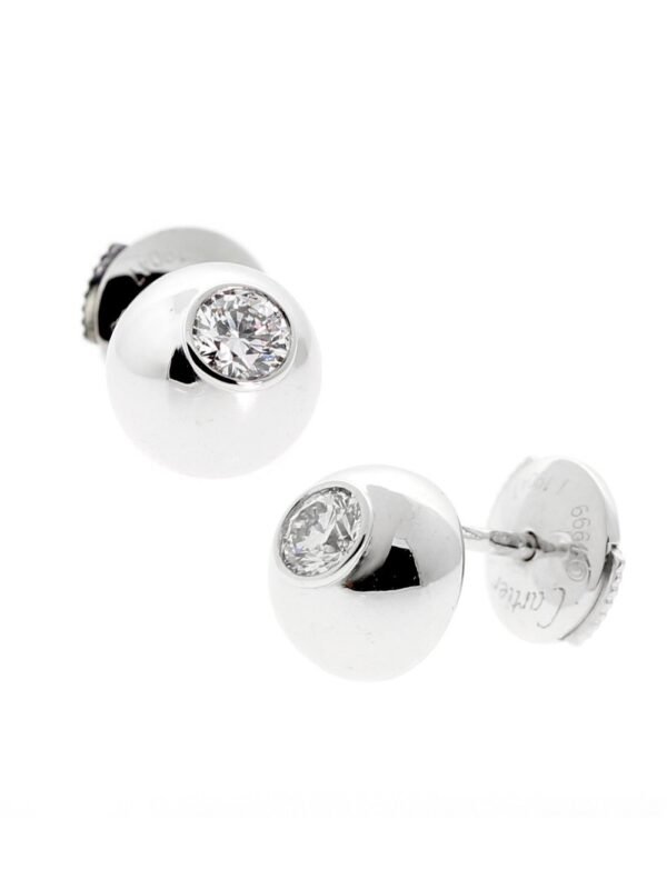 Cartier Diamond Stud White Gold Earrings - Image 2