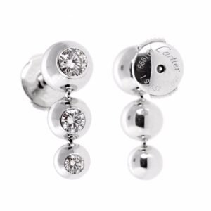 Cartier Diamond White Gold Drop Earrings