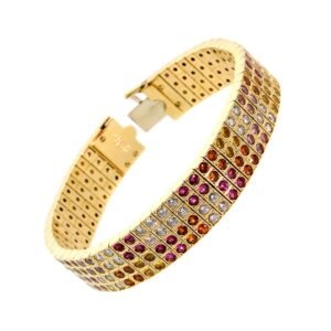 Cartier Diamond and Multicolor Sapphire Gold Bracelet