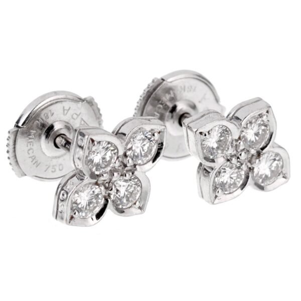 Cartier Flower Diamond White Gold Stud Earrings - Image 2