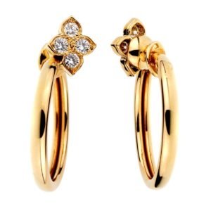 Cartier Flower Hoop Diamond 18kt Yellow Gold Earrings