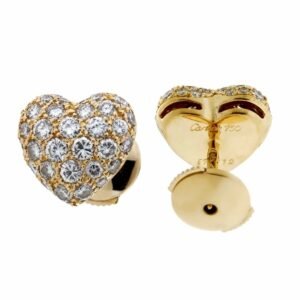 Cartier Heart Diamond Gold Earrings