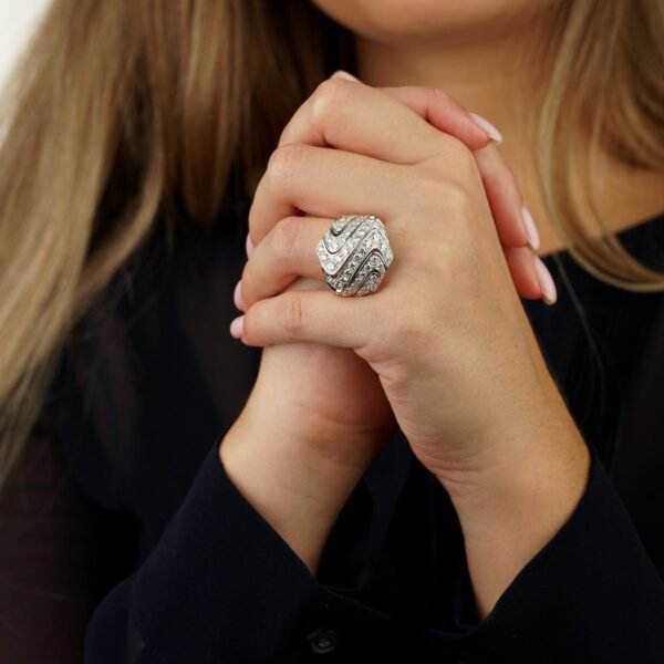 Cartier High Jewelry Pave Diamond Cocktail White Gold Ring - Image 6