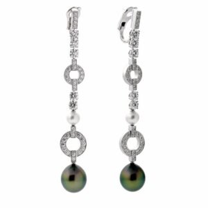 Cartier Himalia Pearl Diamond White Gold Earrings