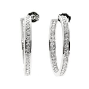 Cartier Hoop Diamond White Gold Earrings