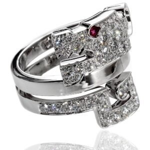 Cartier Le Baiser Du Dragon Diamond Ring in 18k White Gold