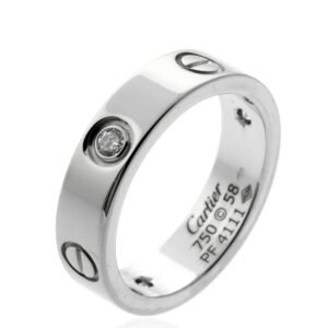 Cartier Love 3 Diamond Ring in 18k White Gold Sz 58