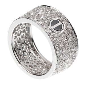 Cartier Love Ceramic Pave Diamond White Gold Ring