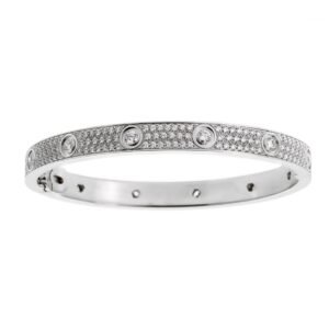 Cartier Love Pave Diamond White Gold Bangle Bracelet