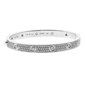 Cartier Love Pave Diamond White Gold Bangle Bracelet