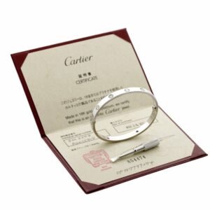 Cartier Love White Gold 4 Diamond Bangle Bracelet