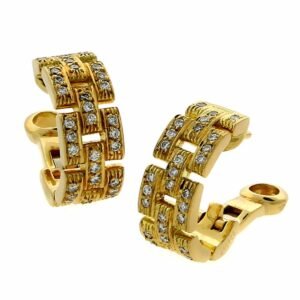 Cartier Maillon Panthere Diamond Gold Earrings