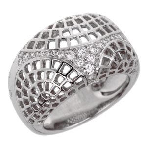 Cartier Nouvelle Vague Diamond White Gold Ring Sz 7