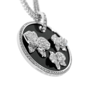 Cartier Orchid Diamond Onyx Gold Necklace