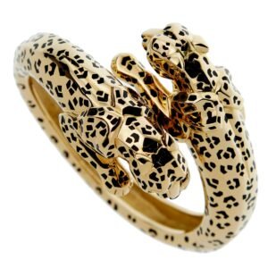 Cartier Panthere Yellow Gold Enamel Bangle Bracelet