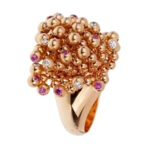 Cartier Paris Nouvelle Vague Pink Sapphire Diamond Rose Gold Ring