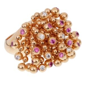 Cartier Paris Nouvelle Vague Pink Sapphire Diamond Rose Gold Ring