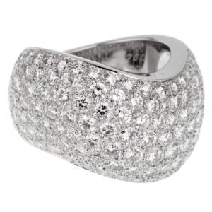 Cartier Pave Diamond White Gold Cocktail Ring Size 6