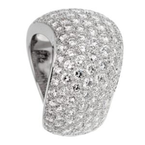 Cartier Pave Diamond White Gold Cocktail Ring Size 6