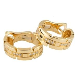 Cartier Tank Francaise Diamond Hoop Gold Earrings